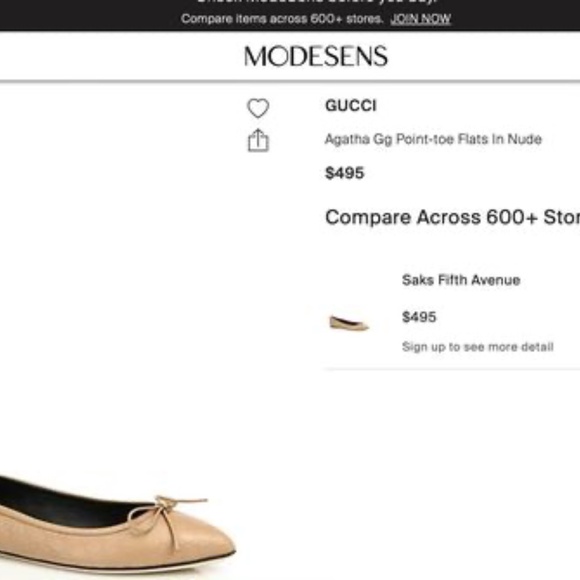GUC- Gucci Ballerina Flats in Nude- Size 40 - Picture 2 of 7